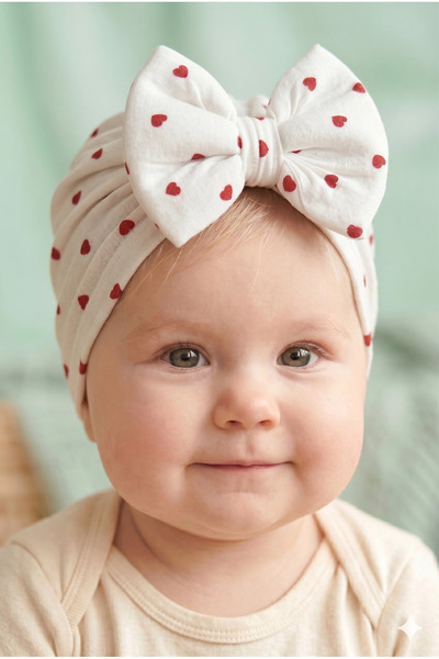 VaVbaby Baby Girl Luxury Patterned Big Bow Baby Bonnet - Baby Hair Band White...