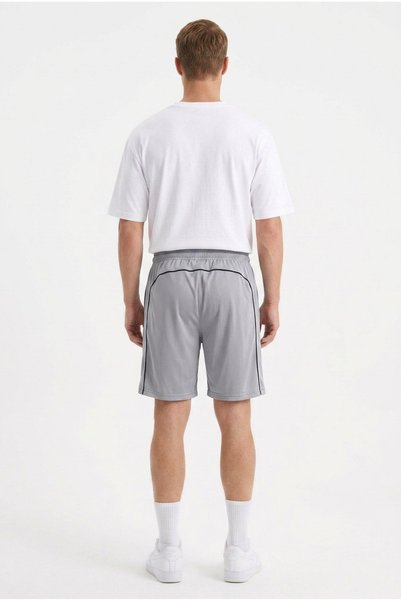 ELAFRO Men's Gray Breathable Micro Patterned Sports Shorts with Zipper Pockets