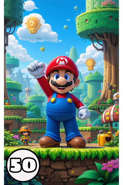 Super mario Βιβλίο ζωγραφικής, 50 εικονογραφήσεις Super Mario, A4