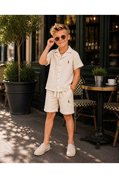 CoolCix Set de 2 pantaloni scurți și cămașă de vară din bumbac muselinat cu b...