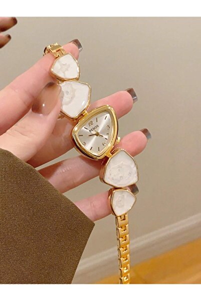 Generic Gold Color Alloy Asymmetric Women's Bracelet Watch Arabic Numerals Di...