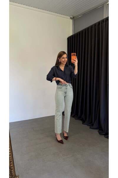 elif teke Diamond Stone Jean Ice Blue