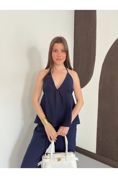 Ekim Store Halter Neck Collar Modal Suit