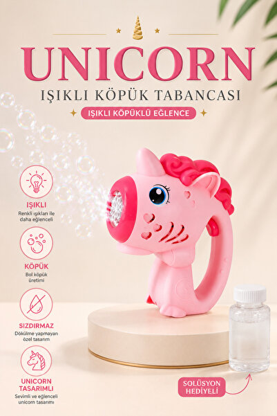NeoThings Unicorn Işıklı Köpük Tabancası Çocuk Oyuncağı Köpük Makinesi Solüsy...