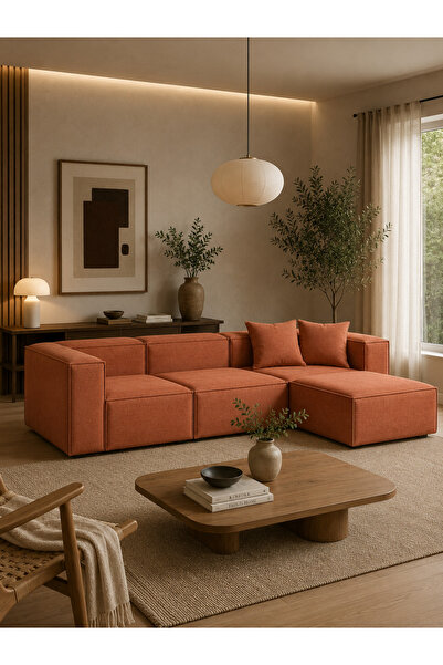 Haliloğlu Relax Soft Standart 4 Modül Köşe Takımı (Tarçın) Keten Arizona 11, ...