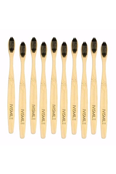 ivismile Pachet 10x Periuta de dinti din basmus cu ioni de carbune activat - ...