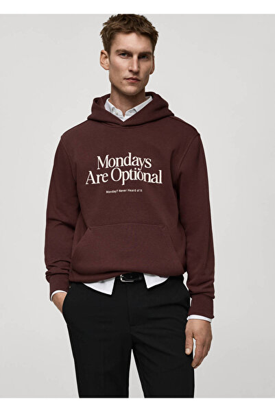 MANGO Man Desenli pamuklu sweatshirt