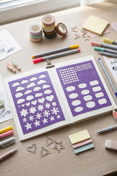 Karmelom Studio Set de rigle pentru Bullet Journal cu tematică naturală și bl...