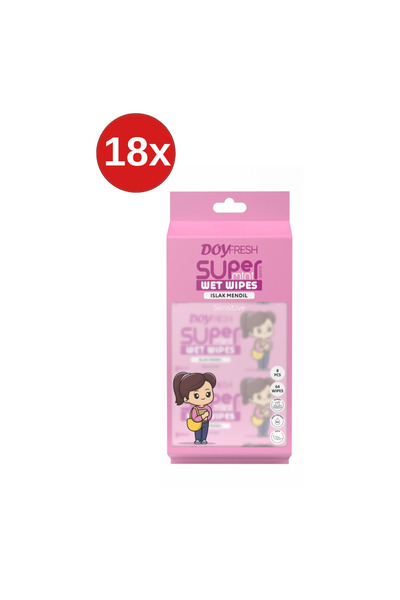 DOYFRESh 18x șervețele umede de buzunar MINI ROZ 8x8 bucăți