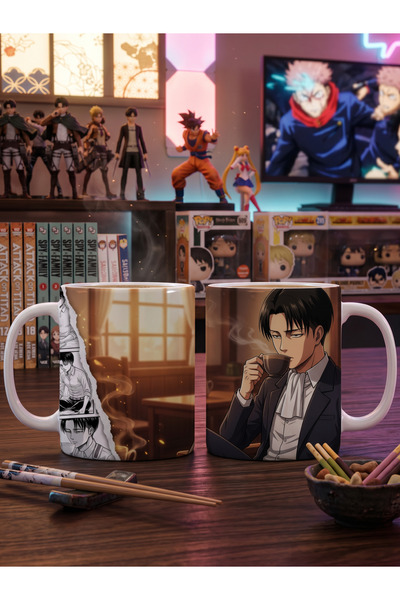 Vulpes Attack On Titan Levi Ackerman Tasarımlı Anime Kupa Bardak