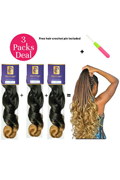 GOLEN French Curls Braiding Hair 22 Inches Long Color T27 – Deal Pack of 3 | ...