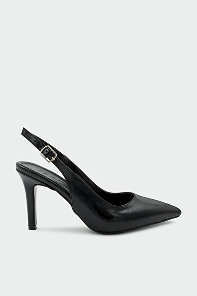 LAMİNTA Orika Women's Black Heeled Shoes with Stitching Detail
