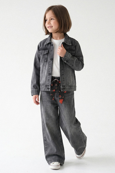 kinderos Star Stone Embroidered Girls' 3-Piece Denim Set - 26Y 1408