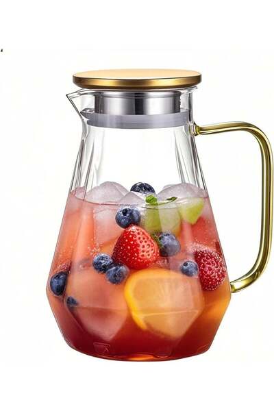 Arabest Glass Pitcher,2000ml,Gray Clear,Hot & Cold Water Jug with Lid,Spout,H...