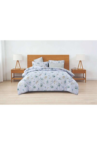 Alhabib bedding مفرش مزدوج سماوي ورصاصي برسومات الزهور يناسب سرير مقاس 200x20...