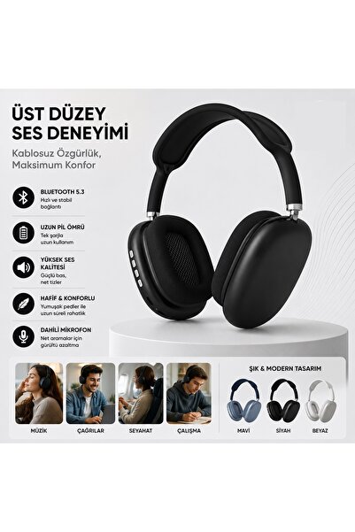 Tastech P9 Plus Kulaküstü Kablosuz Kulaklık Şarjlı Wireless Headphone Bluetoo...