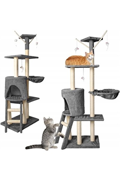 Purlov 138cm Cat Tree Scratching Post with Condo and Toys
