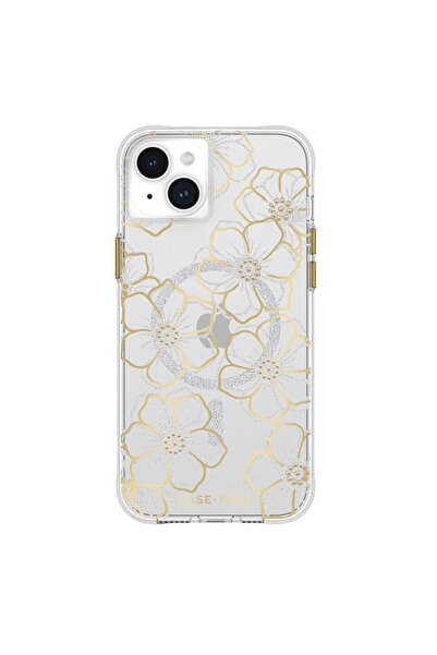 Case-Mate Floral Gems MagSafe - Husă iPhone 15 Plus (Auriu)