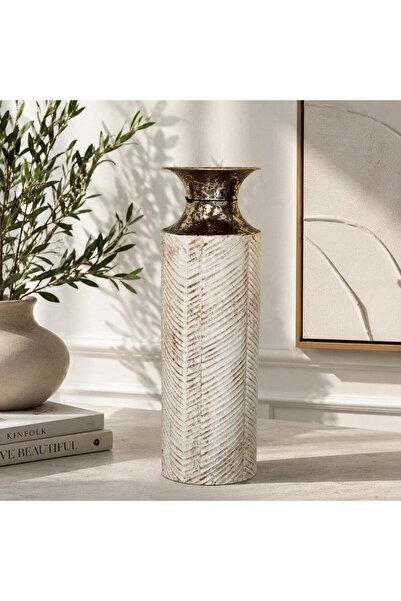 ROSSEV Eskitme Detaylı Dekoratif Vazo 55cm