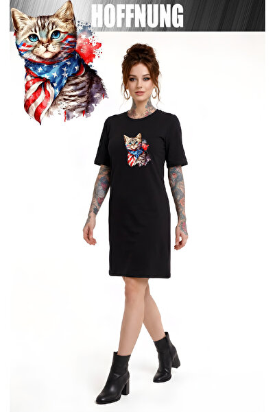 HOFFNUNG Women's Short Sleeve Crew Neck T-Shirt Dress Nightgown