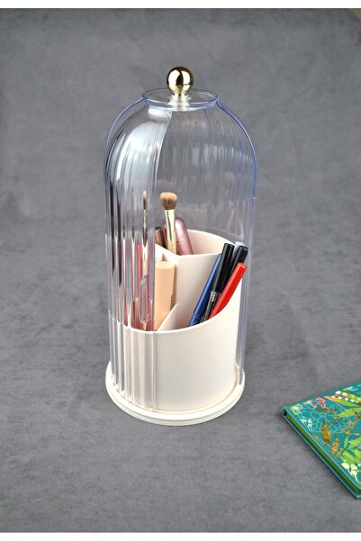 Qualitev 360 Rotatable Makeup Organizer with Lid and Stand, Jewelry Organizer...