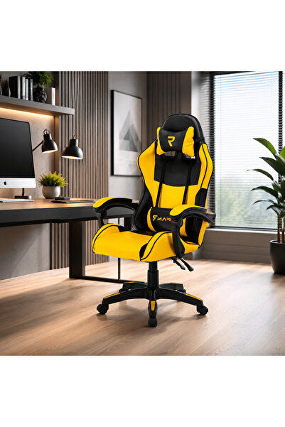 LedCorp Gaming Chair Tron Thrones BOC-730 Yellow/Black – Recliner, Ergonomic ...
