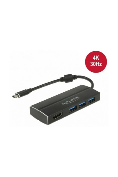 DELOCK Adaptor USB3.1 Gen1/C > 3x USB3.0/A + HDMI 4K 30Hz