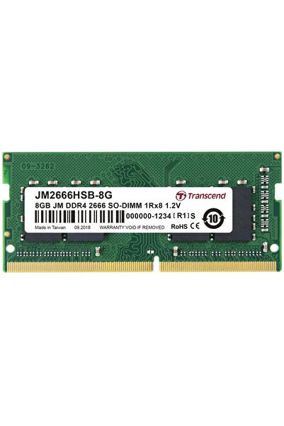 Transcend SODIMM DDR4 8GB 2666MHz 1Rx8 1Gx8 CL19 1.2V