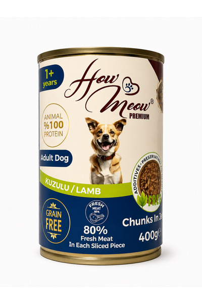 how&meow How Meow Köpek konserve yaş mama 400 gr , kuzulu , jöleli , 12 adet