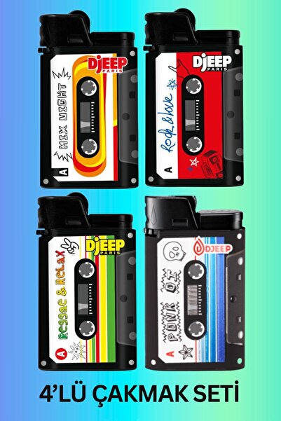 DJEEP Tape Serisi Kaliteli Çakmak - 90'lar Retro Kaset ve Müzik Temalı Koleks...