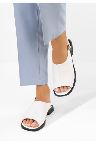 B T Shoes Sandale piele naturala Caylei albe