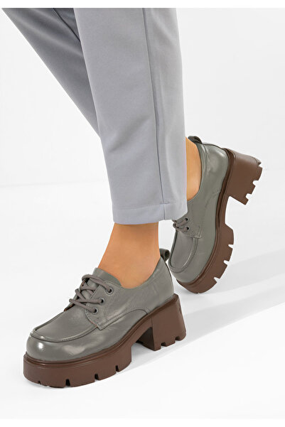 B T Shoes Women's lace-up loafers Lenovia gray