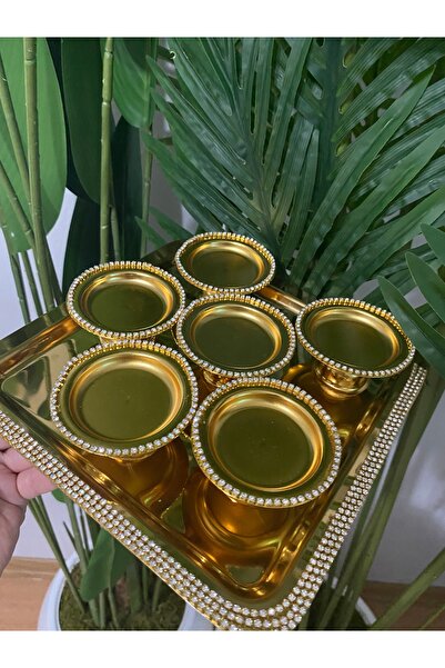 BÜŞRA Taşlı lokumluk gold 6 lı