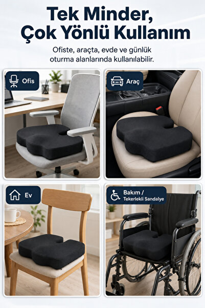 EpiRelax Visco Oturma Minderi Bel Kalça Kuyruk Sokumu Destekli Ev Ofis Araç M...