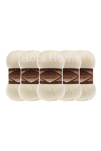 Alize Fir de tricotat manual Angora Gold Simli, pachet de 5 (5 x 100 G) – Fir...