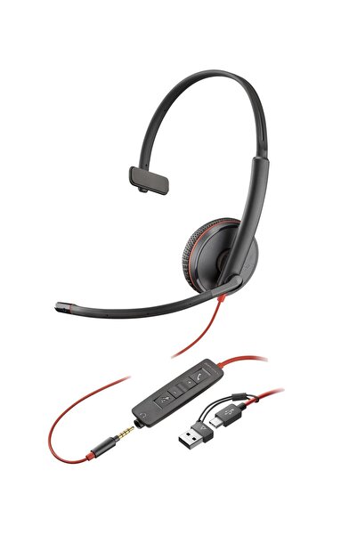 HP Blackwire 3215 Monaural USB-C Headset +3.5mm Plug +USB-C/A Adapter (Bulk)