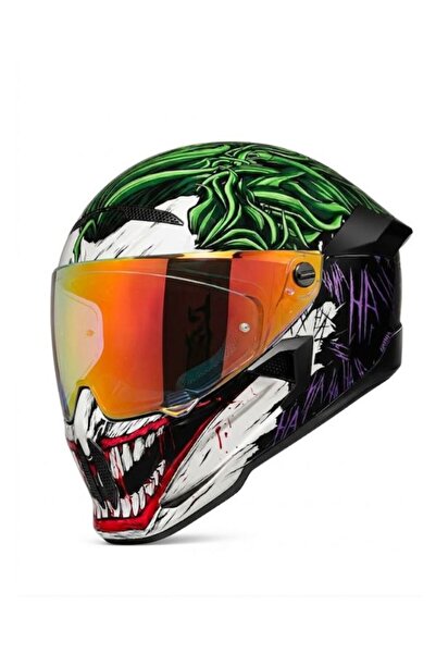 GÜMRÜK BEY RUROC Atlas 4.0 The Joker Kapalı Motosiklet Kaskı, Aura Red Vizör ...