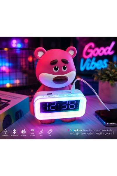 Bahzer ticaret RGB Ayıcık Dijital Masa Saati
