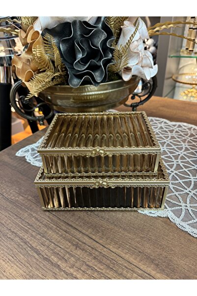 Santara 2-Piece Glass Decorative Multipurpose Jewelry & Makeup Box