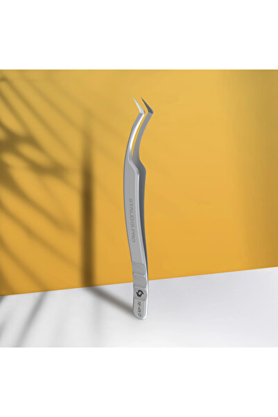 STALEKS EXPERT 45 TYPE 2 Profesyonel Çentikli Kirpik Cımbızı (L Şeklinde, 40')