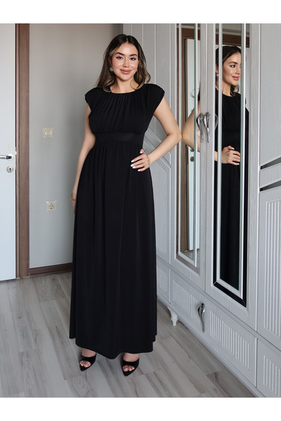 AB LOOKS Women's Divina Jersey Fabric Waist Fitted Wide Shoulder Design Stret...