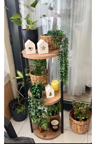 AKKAYAHOME Dekoratif 3 katlı Raflık, Çiçeklik, Köşe Rafi, Sehpa Çok Amaçlı Raf