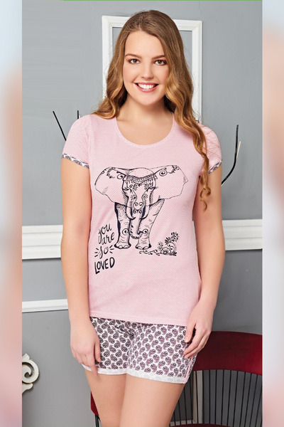 FIRST STYLE Turkish Home Set in Pink Color Beautiful Shorts and Blouse