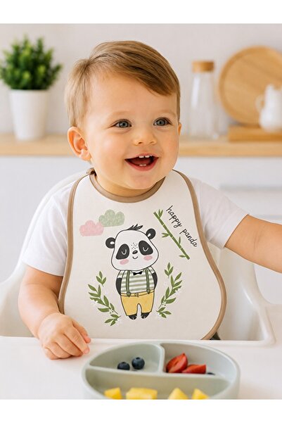 Pure Boutique Bavetica bebe impermeabila cu panda pentru hranire diversificar...