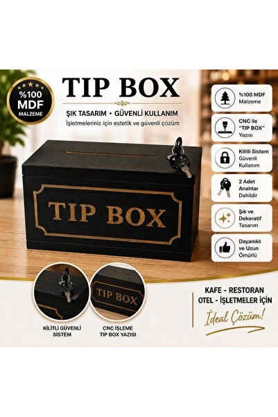 BOZKURT CNC Bahşiş Kutusu Tip Box %100 MDF CNC Kalıcı Tip Box Yazılı Şık Görü...