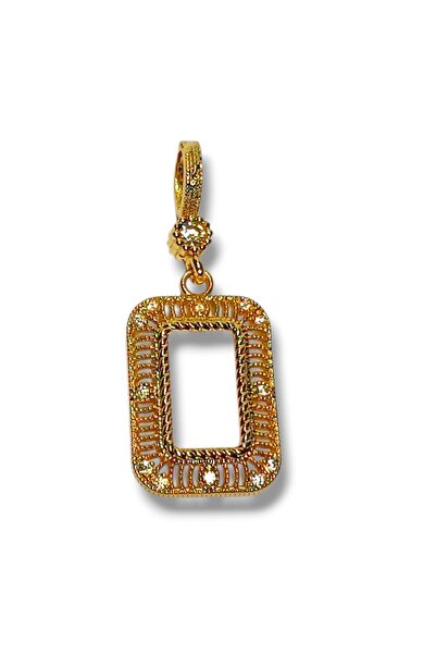 LUNEL Accessory 22 Ayar Altın Kaplama Zirkon Taşlı Gram Kasa Kolye Ucu 2.5 cm