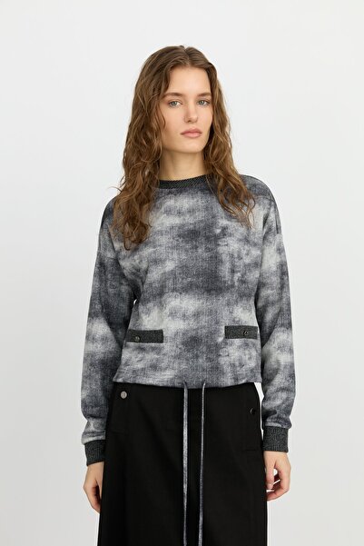 Nihan Fabric Mix Gathered Blouse - Smoked