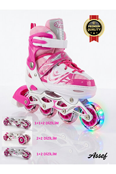 assef Sports Paten Çocuk Paten Işıklı Paten Silikon Teker Paten Ayarlanabilir...