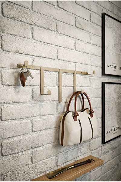 mazory decor Metal Duvar Askılığı 4'lü Siyah Mat Elbise Anahtarlık Askısı Por...