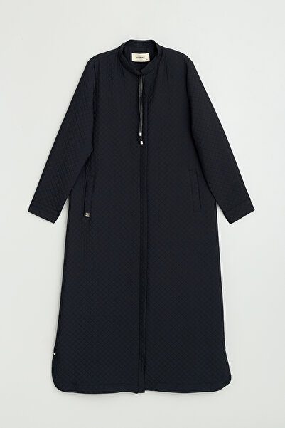 Nihan Plus Size Thin Quilted Overcoat - Black